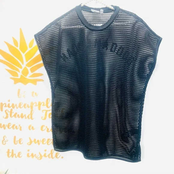 GOOD AMERICA Warrior Mesh Cover Up Workout Top Oversized Short Sleeve Medium - Picture 4 of 12